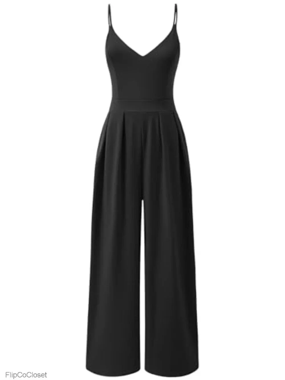 Wide Leg Jumpsuit with Pockets V-Neck Sleeveless Summer One Piece